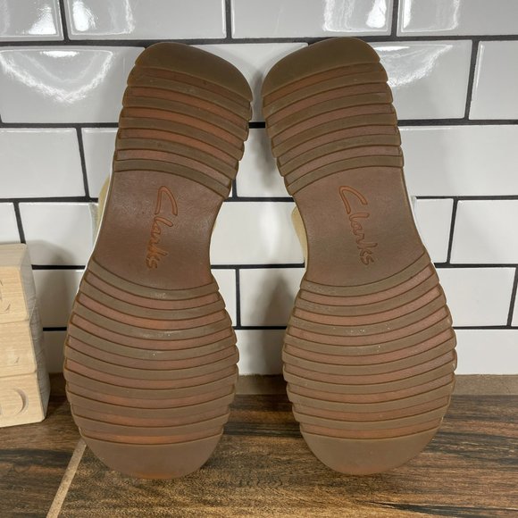 Clarks Women's Size 8 Shoes Tan Canvas Adjustable Comfort Slide Sandals - Picture 7 of 12